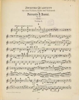 Zweites Quartett : (d-Moll) ; für 2 Violinen, Viola und Violoncell ; Op. 26 ; seinem lieben Freunde Herrn Hofconcertmeister Henri Petri zugeeignet