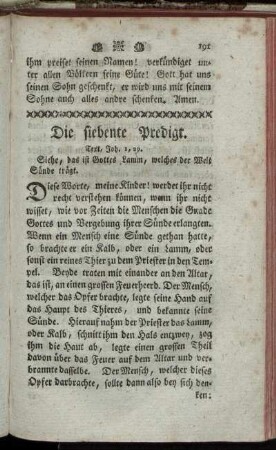 Die siebente Predigt. - Die dreyzehnte Predigt.