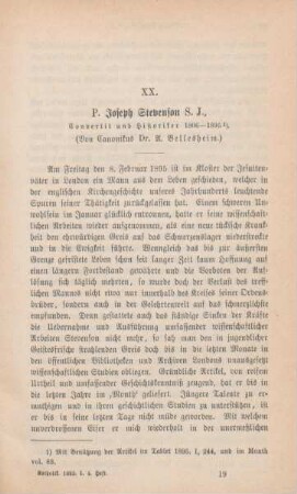 289-300 P. Joseph Stevenson S. J. : Convertit und Historiker 1806-1895
