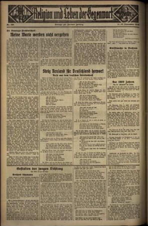 Zweite Ausgabe vom Sonntag, den 22. November 1936.