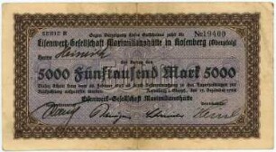 Geldschein / Notgeld, 5.000 Mark, 15.12.1922