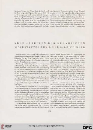 Neue Arbeiten der keramischen Werkstätten von J. und K. Leipfinger