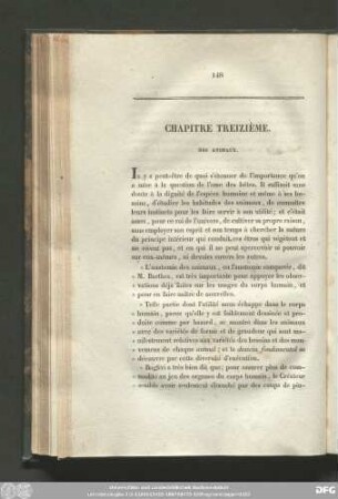 Chapitre Treizième. Des Animaux.
