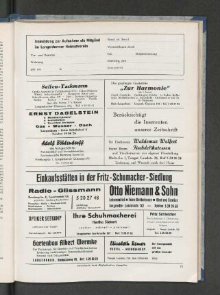 Anmeldung zur Aufnahme als Mitglied im Langenhorner Heimatverein