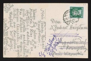 Brief von Gustinus Ambrosi an Gerhart Hauptmann