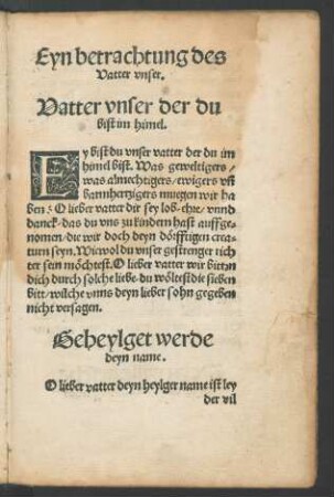 Eyn betrachtung des Vatter unser.