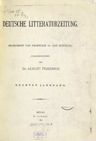 Deutsche Literaturzeitung für Kritik der internationalen Wissenschaft, 9. 1888, [c] = Reg