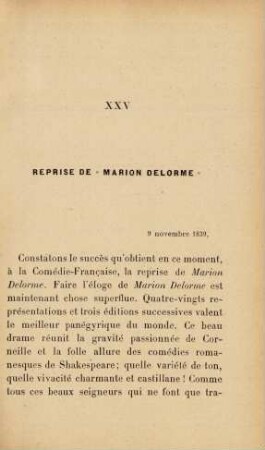 XXV Reprise de "Marion Delorme". 9 novembre 1839