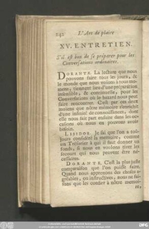 XV. Entretien. S'il est bon de se préparer pour les Conversation ordinaires.