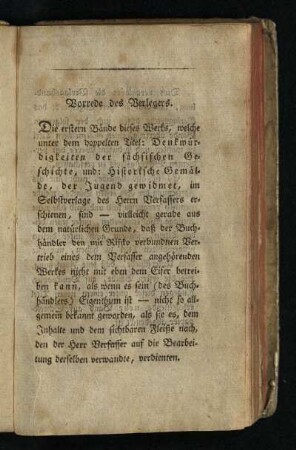 Vorrede des Verlegers