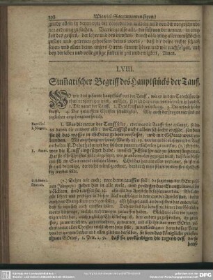 LVIII. Summarischer Begriff des Hauptstücks der Tauff