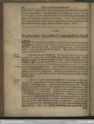 LVIII. Summarischer Begriff des Hauptstücks der Tauff