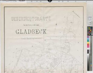 Gladbeck (Gladbeck) Gemeindebezirk 1910 1 : 7500 153 x 90,5 Druck: C. G. Blanckertz Lienkamp, Amtsbaumeister Oberpostdirektion Münster