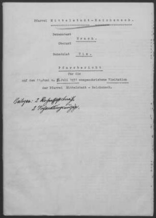 Mittelstadt-Reicheneck: Pfarrbericht 1931