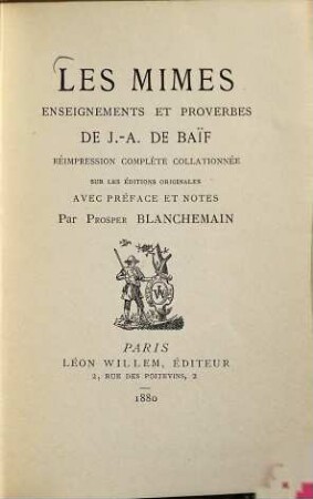 Les mimes : enseignements et proverbes, 1