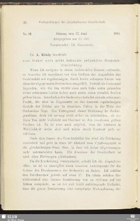 No. 10. Sitzung vom 27. Juni 1884