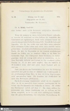 No. 10. Sitzung vom 27. Juni 1884