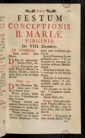127-164, Festum Conceptionis B. Mariae Virginis