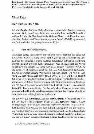 Der Tanz um das Verb