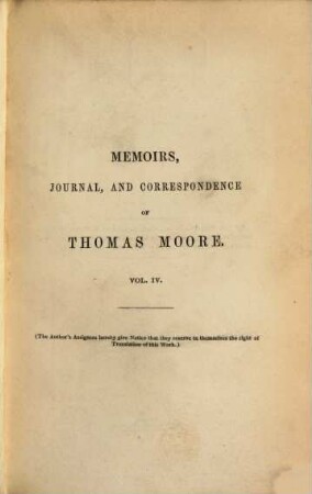 Memoirs, journal, and correspondence of Thomas Moore. 4, Diary of Thomas Moore ; 1822-continued ...
