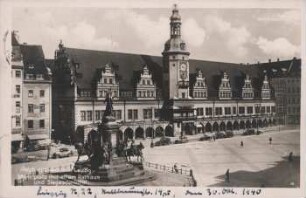 Reichsmessestadt Leipzig: Marktplatz mit altem Rathaus und Siegesdenkmal