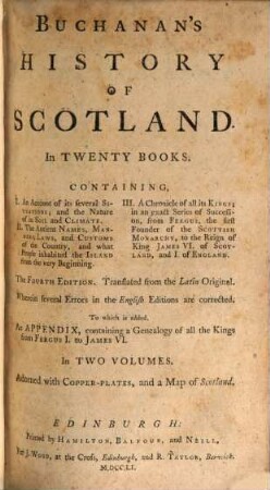 Buchanan's History Of Scotland : In Twenty Books ; In Two Volumes. [1]