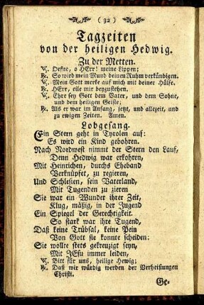 Tagzeiten von der heiligen Hedwig.