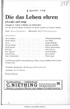 Die das Leben ehren (Awake and sing)
