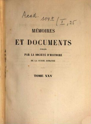 Mémoires et documents, 25. 1868