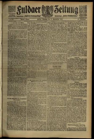 Erste Ausgabe vom Dienstag, den 17. September 1912.