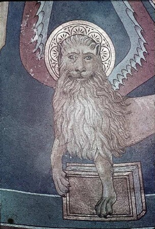 Christus in der Mandorla, umgeben von den Evangelistensymbolen, von Maria, Johannes dem Täufer und den Heiligen Augustinus und Patroklus