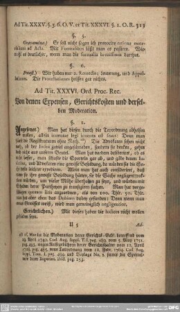 Ad. Tit. XXXVI. Ord. Proc. Rec. Von denen Expensen, Gerichtskosten und derselben Moderation