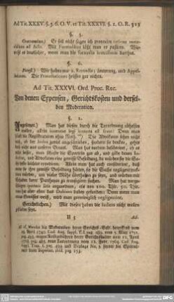 Ad. Tit. XXXVI. Ord. Proc. Rec. Von denen Expensen, Gerichtskosten und derselben Moderation