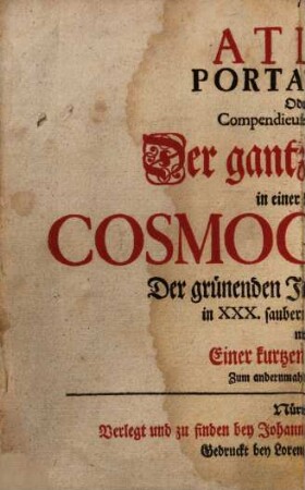 Atlas Portatilis : Oder Compendieuse Vorstellung Der gantzen Welt in einer kleinen Cosmographie. 0