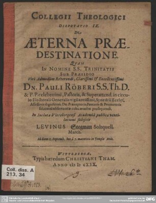 9: De aeterna praedestinatione