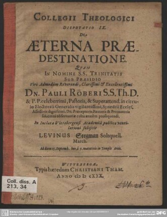9: De aeterna praedestinatione