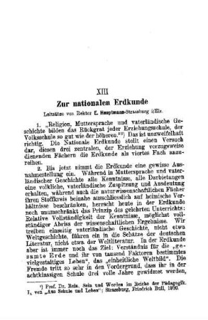 Zur nationalen Erdkunde