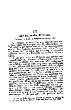 Zur nationalen Erdkunde