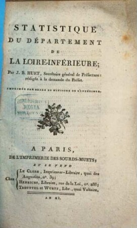 Statistique du Departement de la Loire-inferieure