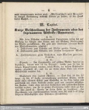 III. Capitel. Kurze Beschreibung der Instrumente oder des sogenannten Abstecke-Apparates