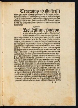 Epistola excellentissime princeps et domine.
