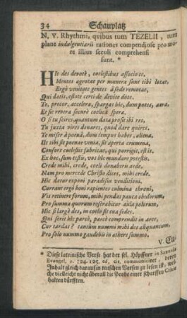N. V. Rhythmi, quibus tum TEZELII, tum plane indulgentiarii rationes compendiose pro more illius seculi comprehensi sunt