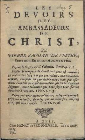 Les Devoirs Des Ambassadeurs De Christ