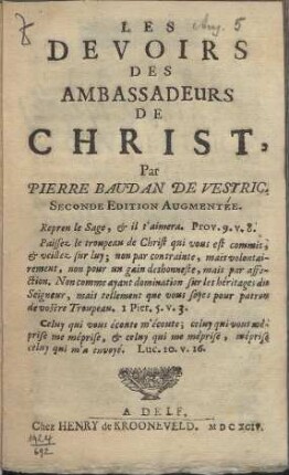 Les Devoirs Des Ambassadeurs De Christ