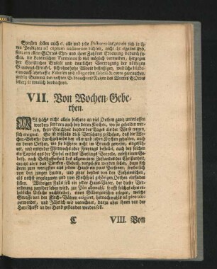 VII. Von Wochen-Gebethen.