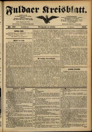 Ausgabe vom Montag, den 18. Oktober 1909.