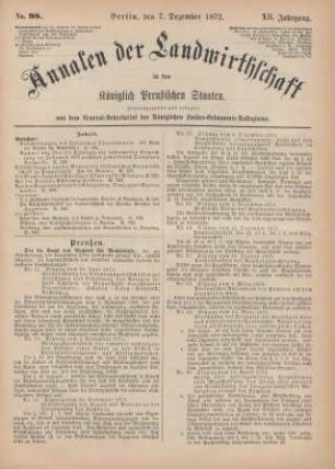 No. 98. Berlin, den 7. Dezember 1872. XII. Jahrgang.