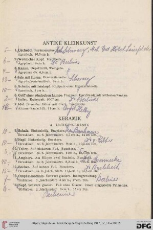 Antike Kleinkunst (Nr. 1-77)