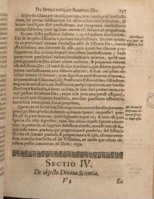 Sectio IV. De objecto Divinae Scientiae.