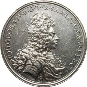 Kurfürst Johann Georg IV. - Verleihung des englischen Hosenbandordens